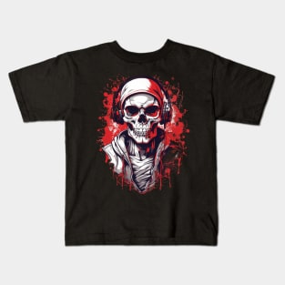 Cool Skeleton-Skull Headphones Kids T-Shirt